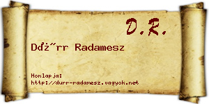 Dürr Radamesz névjegykártya
